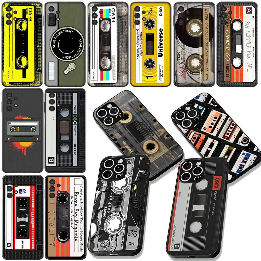 Cassette Wallpaper Tape Phone Cover for Samsung Galaxy A06 A05 A14 A50 A51 A52 A12 A13 A23 A70 A07 A25 A26 A72 A56 Case
