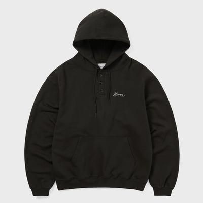 ThIs Is Never That Quarter Button Hoodie Off Black