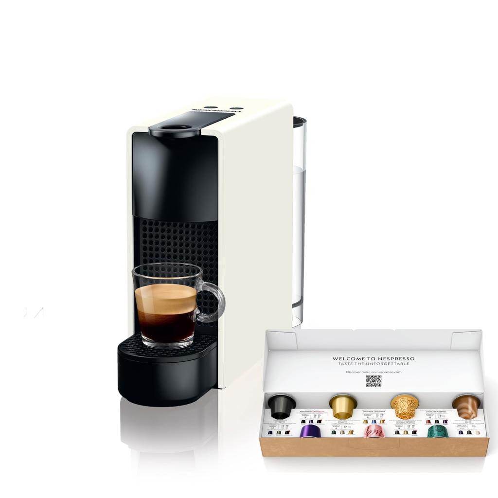 Nespresso Essenza Mini Capsule Coffee Maker, Pure White, C, 0.6L Water Tank, Compact and Lightweight, C30-WH-W