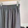 Versatile Grey Wool Blend Wide-Leg Pants with Elastic Waist