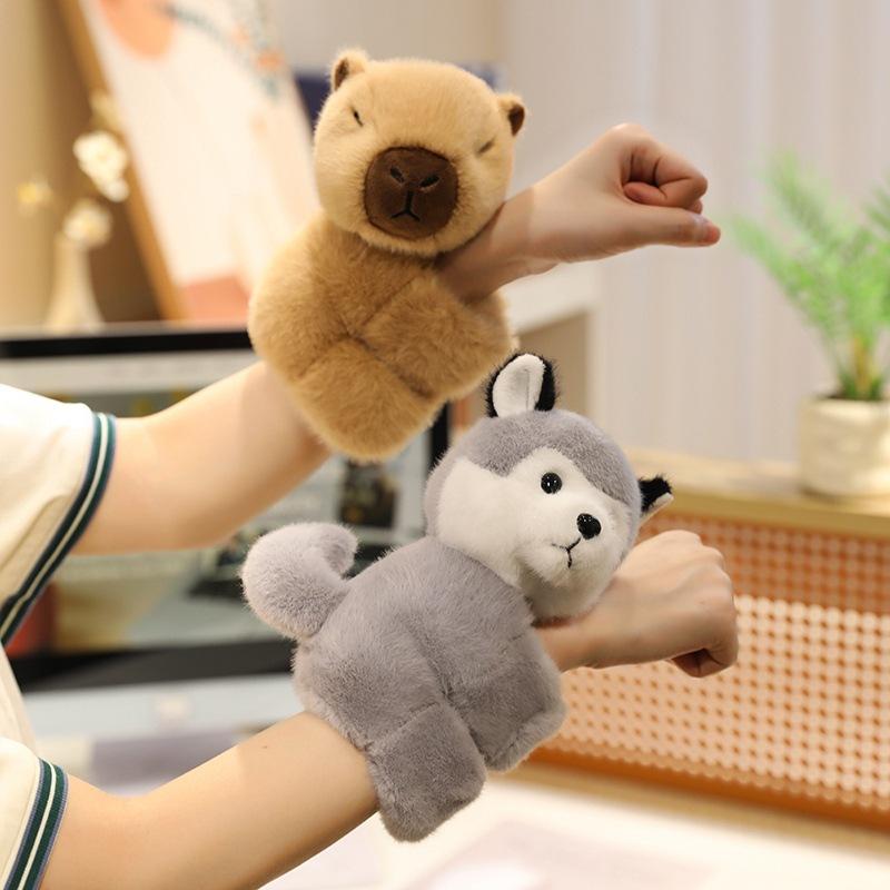 Cute Animal Panda Fox Snapping Circle Plush Toy Doll Capybara Husky Bracelet Children'S Doll
