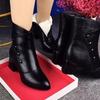 Autumn New High Heels Soft Leather Breasted Low Top Heeled Shoes Dress Women Pointed Toe Shoes Retro Zapatos Mujer Women Boots