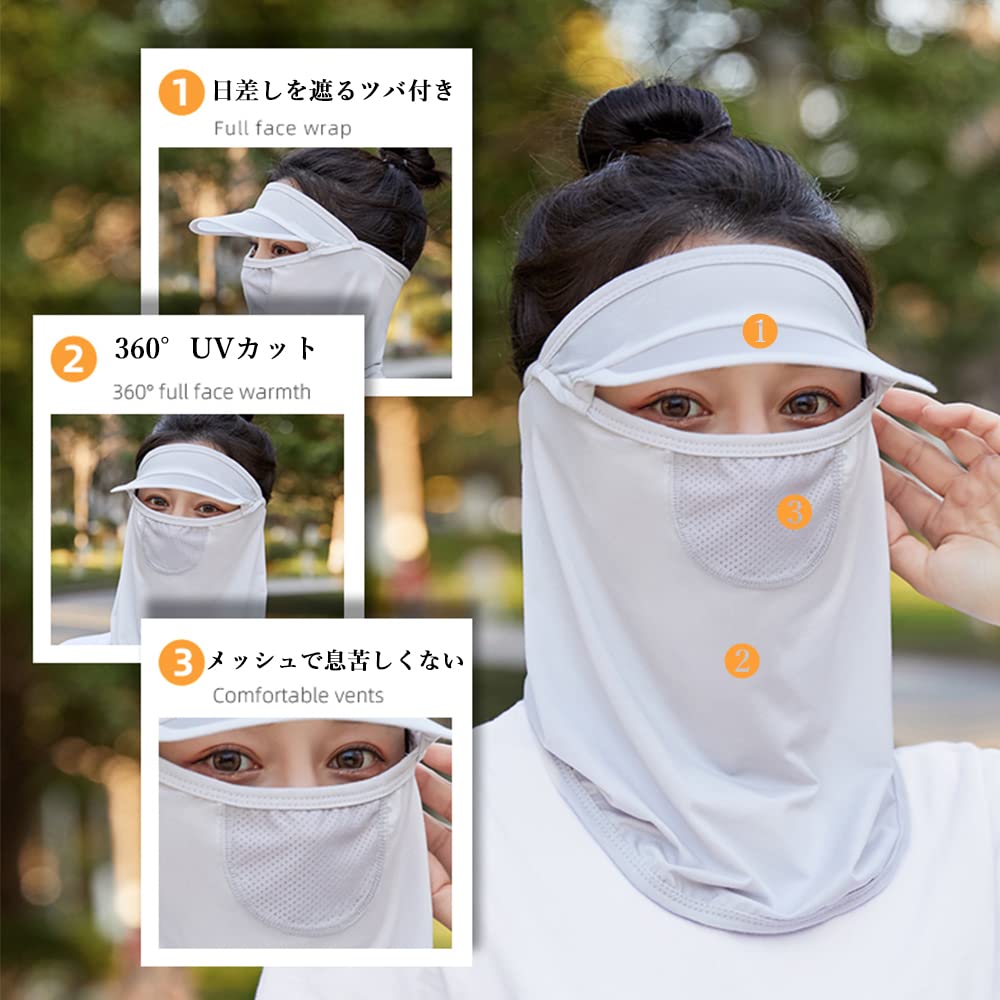 Turkalla Neck Guard and Face Cover UV Protection Sun Cap with UPF Sun Mesh and for Outdoor and Mountaineering (2-Pack) - 360-Degree 50+ Protection,