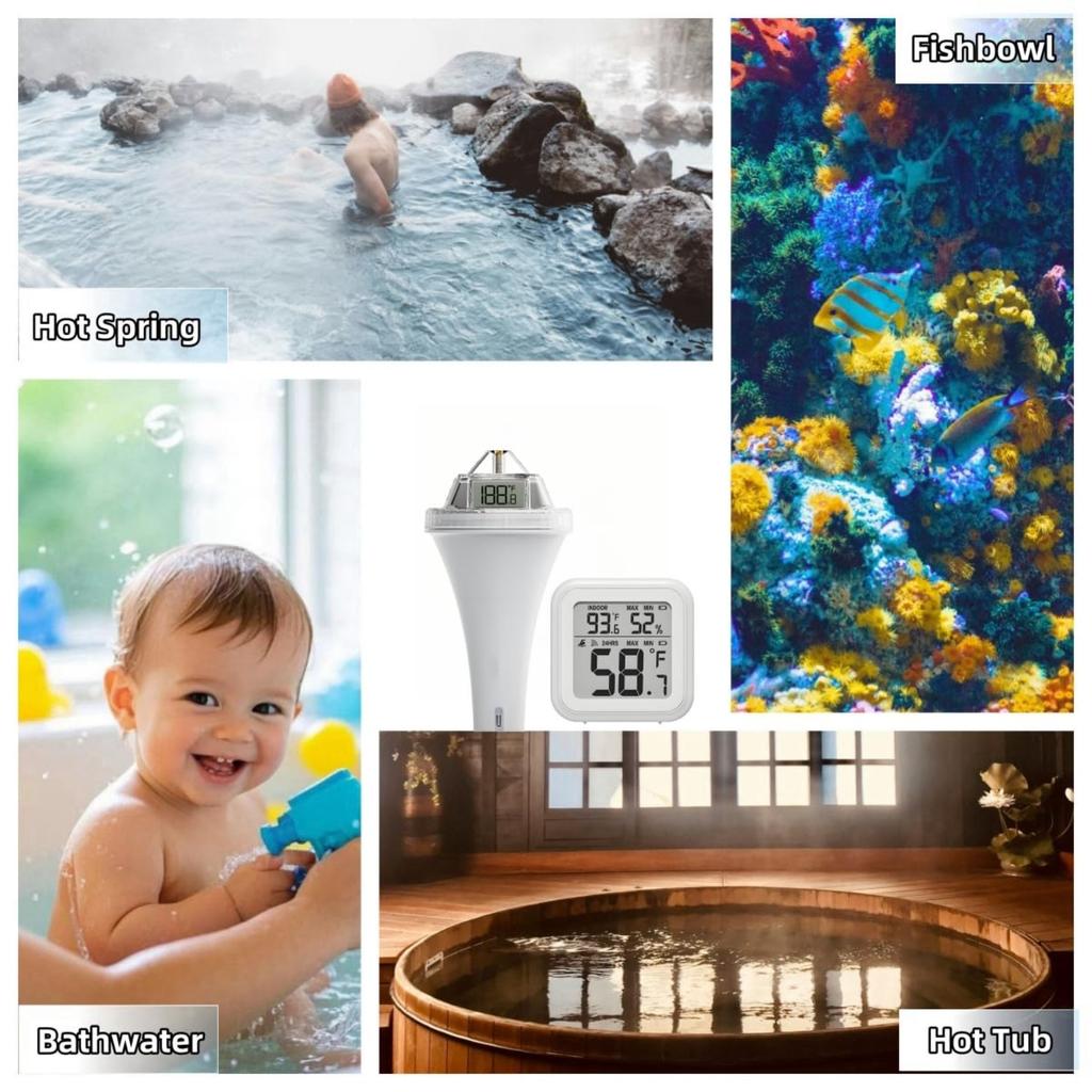 Cyfrowy Termometr do Basenu, Łatwy do Odczytu Cyfrowy Pływający Termometr Wodny do Jacuzzi, Kąpieli Lodowej, Basenu Pływackiego, Spa i Akwarium
