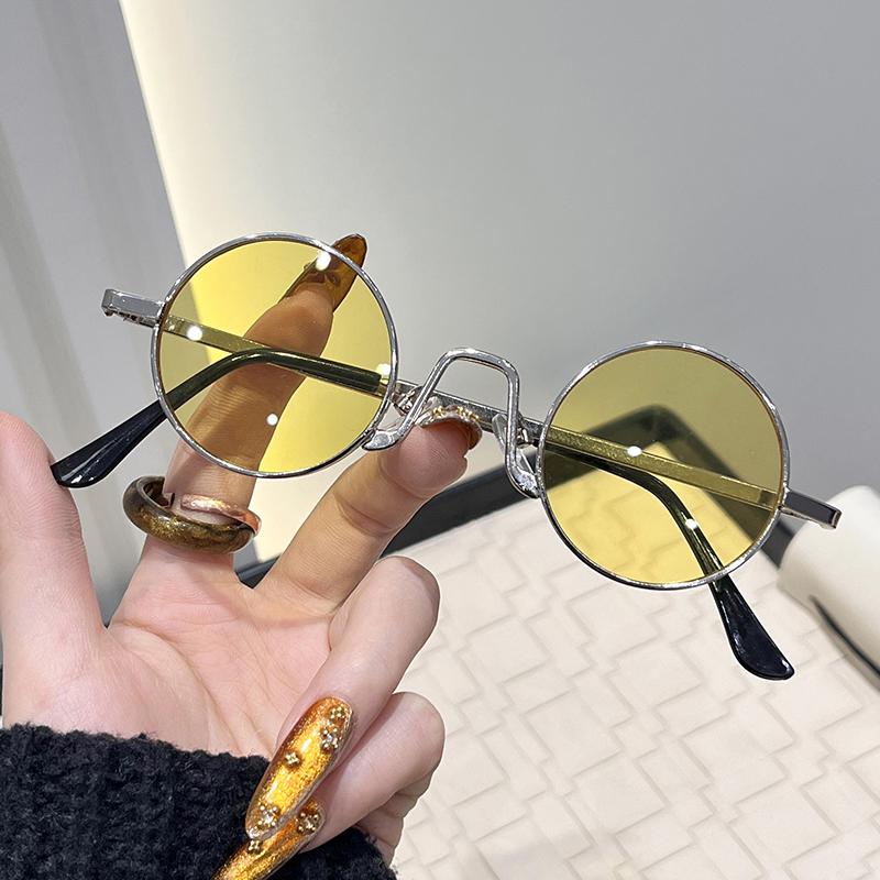 Occhiali da sole rotondi piccoli per donna e uomo, montatura in metallo ultra mini, antiriflesso, hip hop punk, occhiali da sole da uomo, occhiali da sole alla moda
