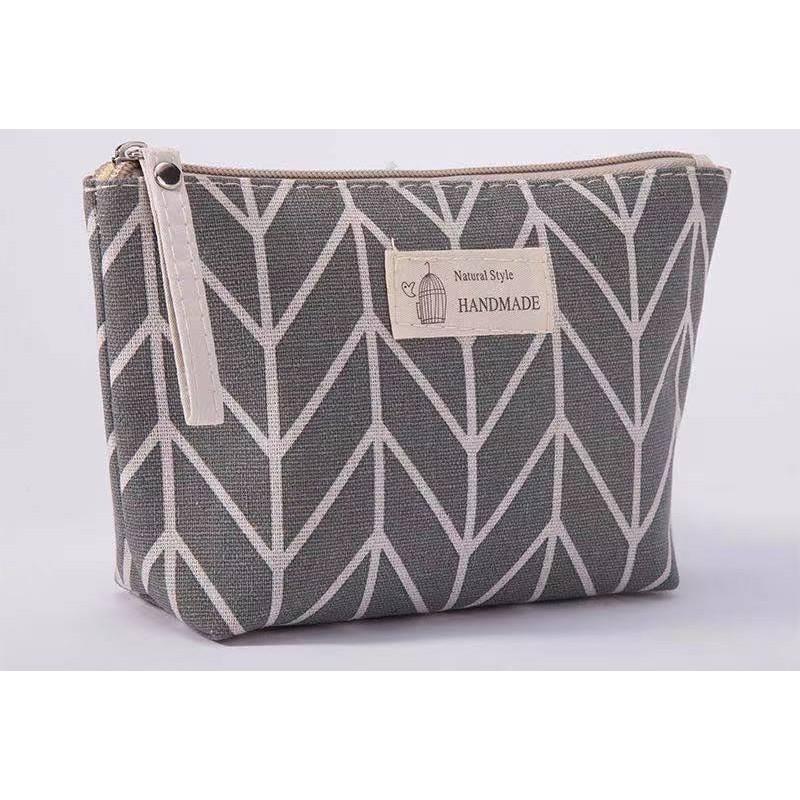 Large Capacity Canvas Wash Bag Fabric Zipper Coin Purse Convenient Travel Storage Bag