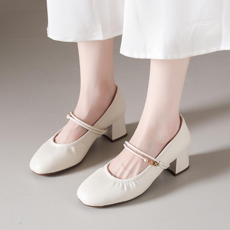 

Fashion High Heels Women Shoes Chunky Cozy Pumps Summer Fashion Sandals Retro Mary Janes Woman Shoes 2025 New Trend Zapatillas De Mujer 34 белый