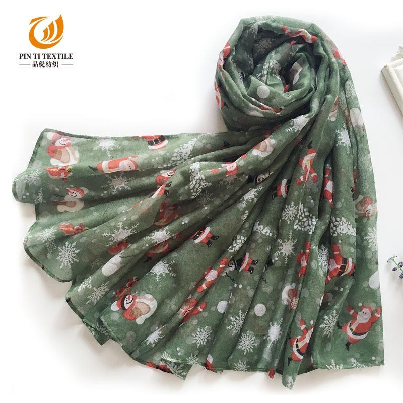 New Christmas Scarf Bali Yarn Printed Santa Snowman Elk Scarf Long