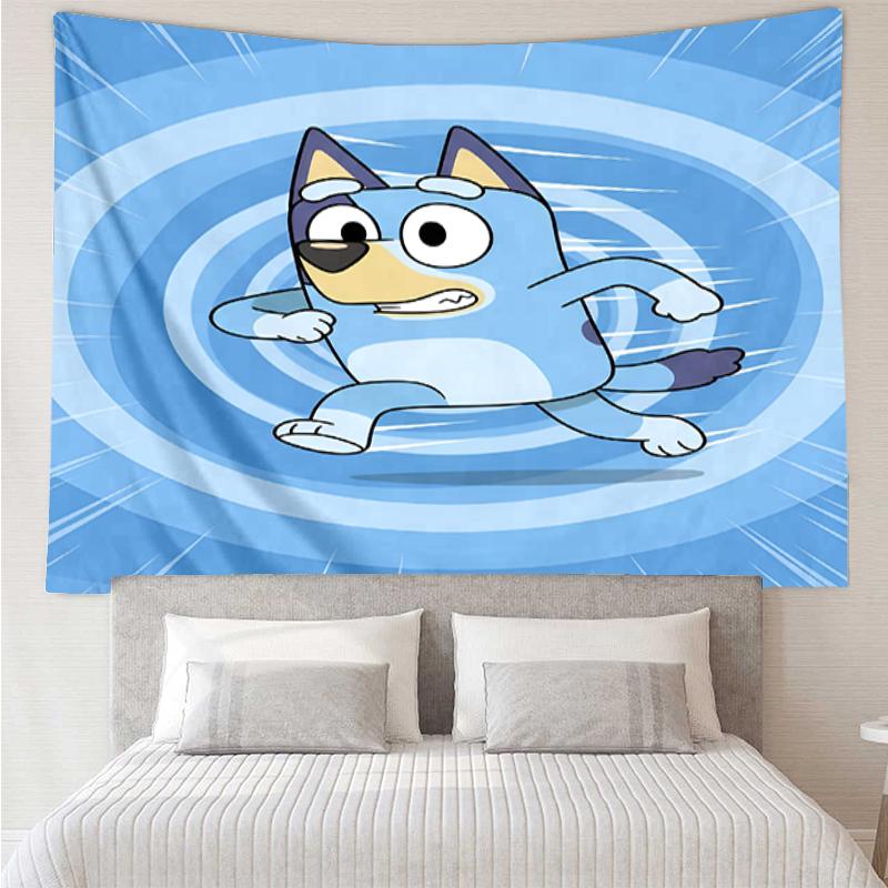 Bluey Print Wandteppich, Hintergrund, Einfache Montage, Ideal für Schlafzimmer, Büro & Wohnzimmer, mit Ästhetischem Wandbehang Dekor.