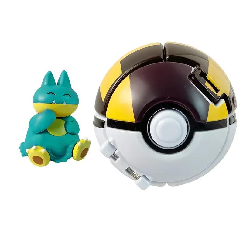 Pokemon Model with Ball Poke Pokeball Mew Groudon Solgaleo Mewtwo Pikachu Meowth Charizard Kyogre Fennekin Froakie Chespin Toy