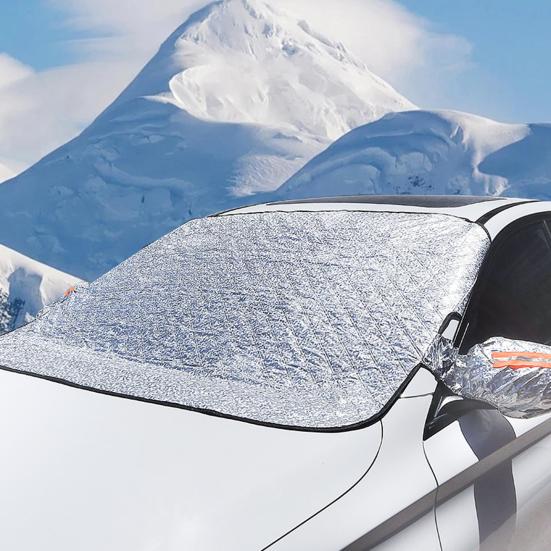 4-Layer Magnetic Windshield Snow Cover for Cars SUVs Trucks Full Coverage Frost Protector with Side Window