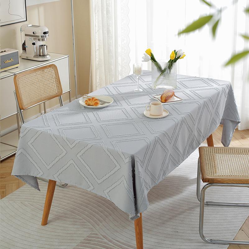 

Simple rectangular tablecloth cotton linen non-slip coffee table household tablecloth fabric table mat three-dimensional floral 90*90CM