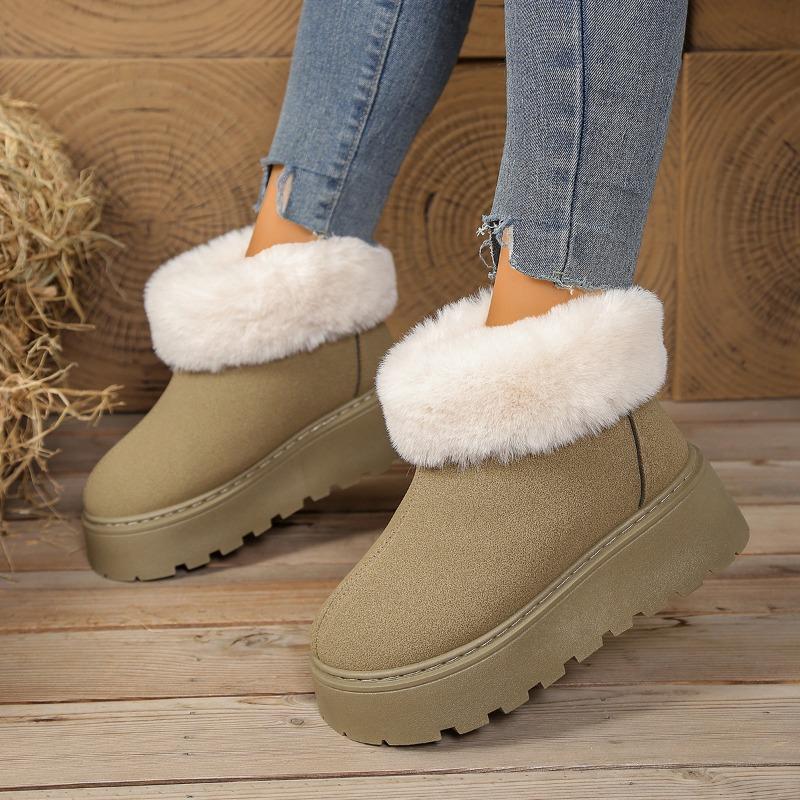 Short-sleeved Warm Snow Boots for Women, Large-sized Short Plush Thick-soled Women's Boots, Cotton Shoes