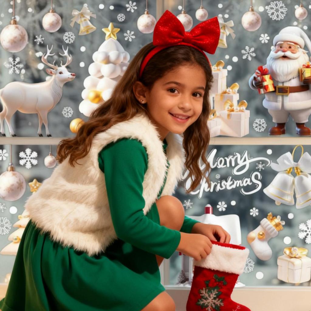 Christmas Decals Santa Claus Cute Decals Winter Window Clings Christmas Decorations For Party Holiday Winter Glass Wall Door