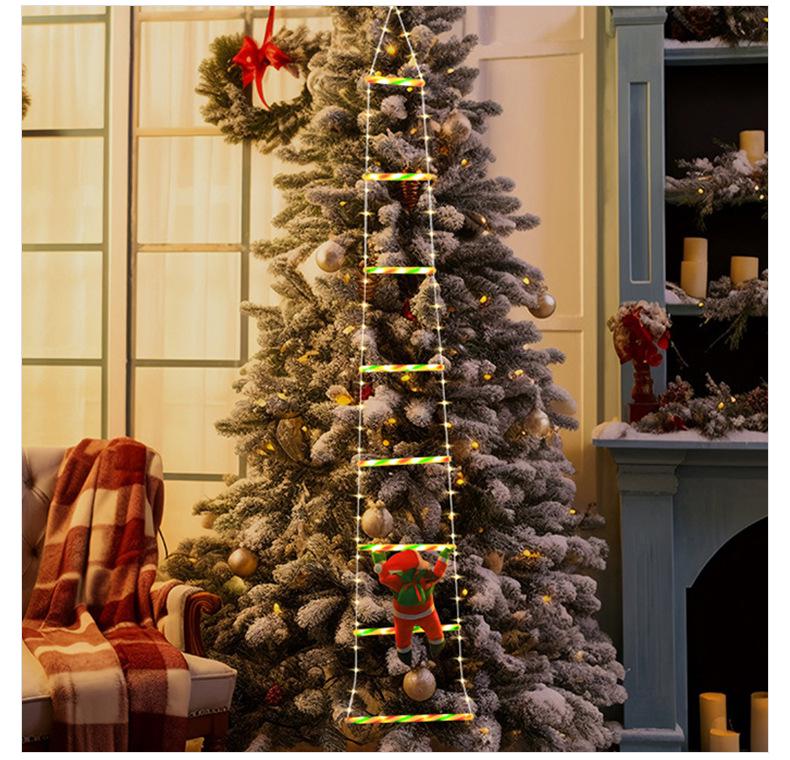 LED Santa Claus Climbing Ladder Hanging Lights - Waterproof Outdoor Christmas Decoration