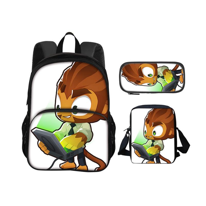 Bloons TD 6 round front bag backpack pencil case shoulder bag 3Pcs Set game printing kindergarten primary school boys and girls