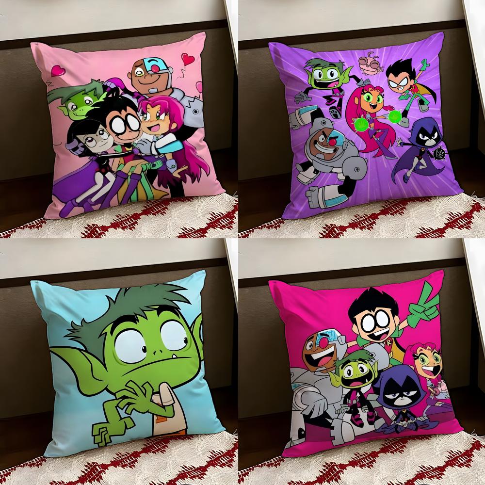 Anime TTeen TTitansS Go Cushion Cover Reversible Soft Durable Pillow Cover Home Car MultiScene Use for Daily Comfort