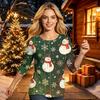 Üç Çeyrek Kollu Kadın Günlük Noel Baskılı Boyundan Bağlamalı Üst