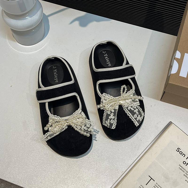 

Модная женская обувь 2025 Весна Новинка Нескользящая Платформа Бант Кружево Полусабо Мода Комфорт Увеличение Роста Женская Винтажная Обувь 35 чёрный