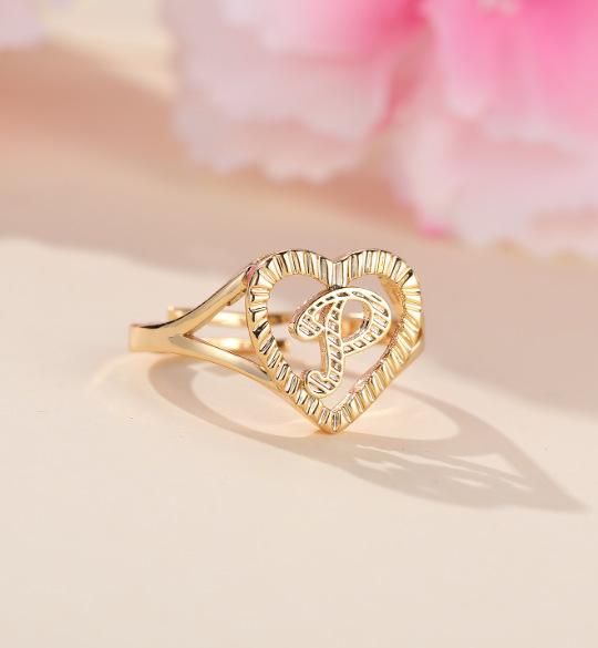 1pc Vintage Hollow 26 Letter Adjustable Ring Fashionable Casual Couple Accessory