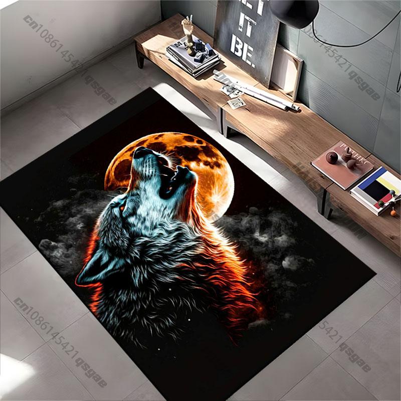 Wolf howling at moon carpet Yoga living room room decor children's crawling mat doormat area rug games mat