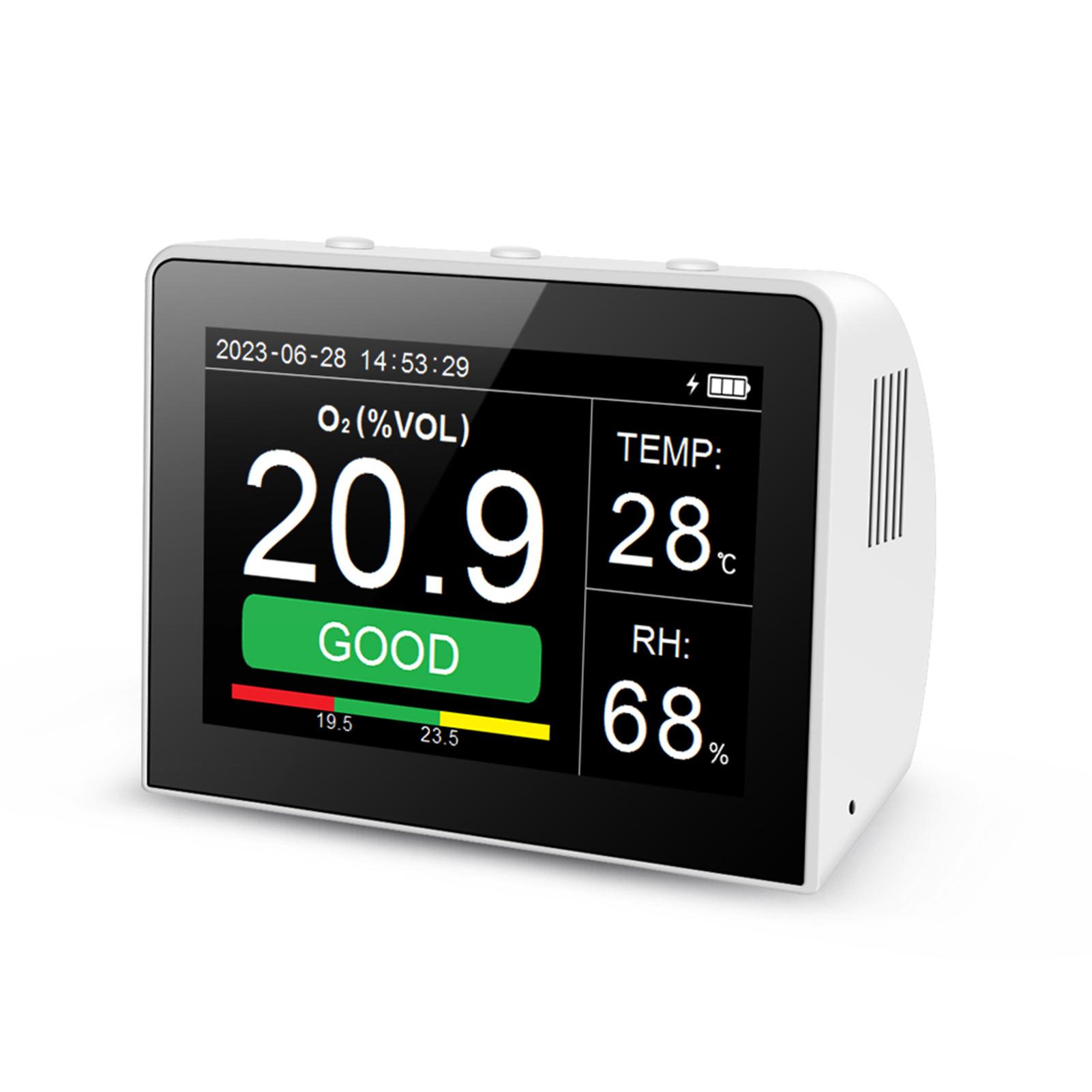 

Desktop O2/RH/Temp. 3-in-1 Multifunctional Air Quality Detector Temperature Humidity Monitor Indoor/Outdoor O2 Meter Tester