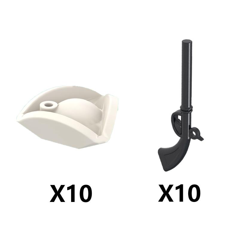 MOC Armes Médiévales Accessoire Briques Soldat Figurine Chapeau de Cow-boy Fusil de Chasse Arbalète Lance Armure Casque Masque Brique Jouet