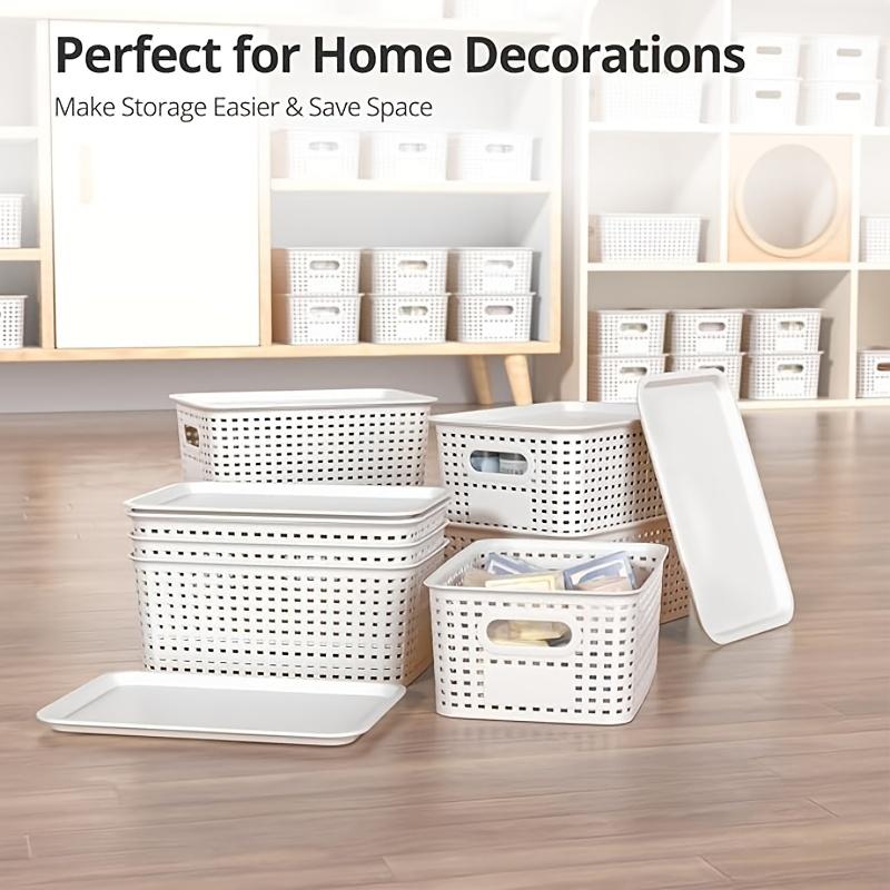 6 PCS Stackable Storage Boxes with Lids, 10.2x7.2x4.1 Inch Plastic Organizer Containers for Home, Office,Bedroom,Classroom, Dorm
