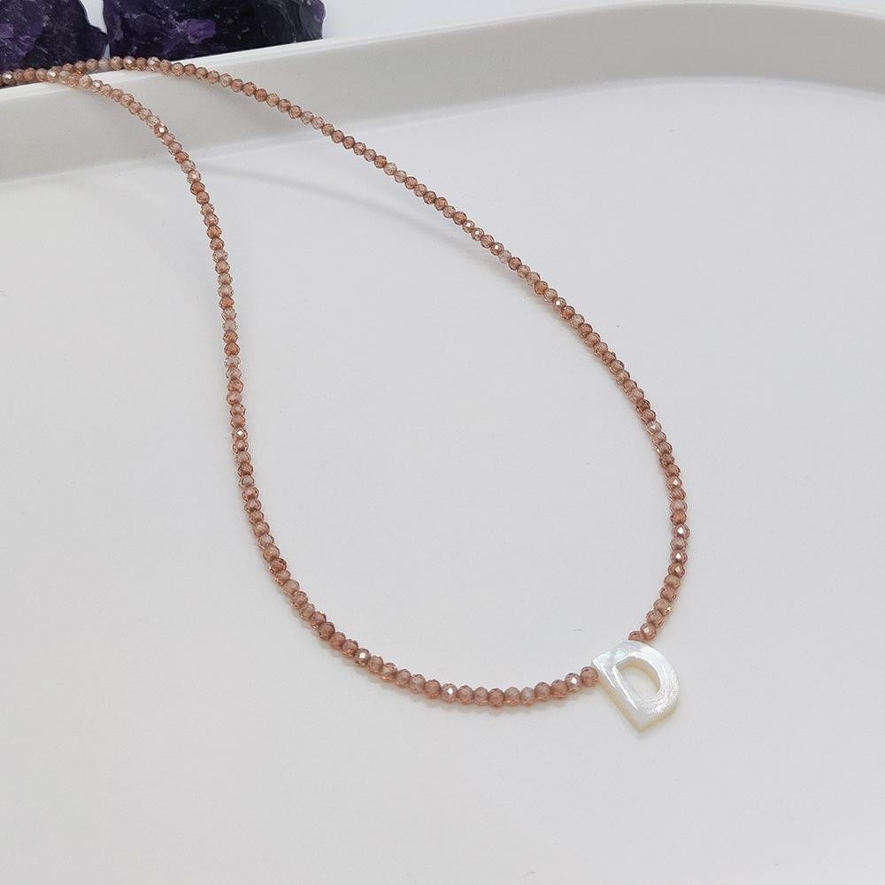 Elegant 2m Zircon Beaded Clavicle Chain: 26-Letter Deep Sea Shell Necklace for Women.