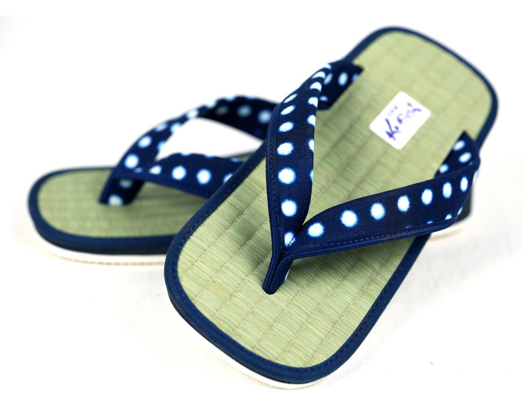 ISM Japanese Pattern Geta Free Size Sandals, Indigo,