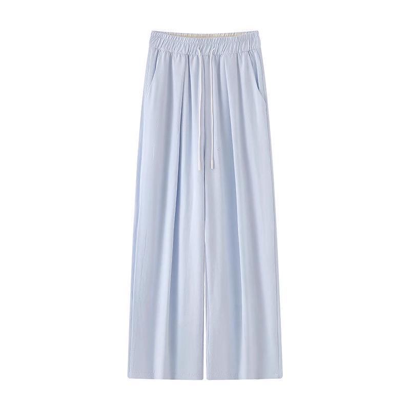 Women's Autumn 2025 High-Waist Wide-Leg Pants - White, Draped, Loose-Fit, Lightweight Yamamoto Style