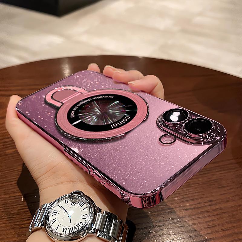 

Подходит для iPhone 16, чехол для мобильного телефона Fulcrum, гальванизированный, Star Sky, магнитный держатель-присоска, Apple 15, прозрачный, все включено, твердый чехол iPhone16ProMax