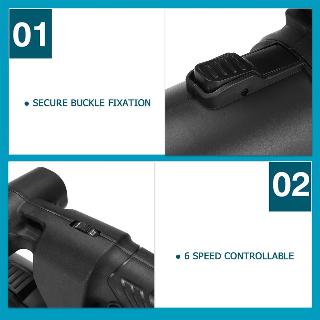 20000RPM 6 Gears Handheld Cordless Air Blower Dust Collector Sweeper Garden Power Tools Electric Leaf Blower for 15000mAh Li-ion Battery