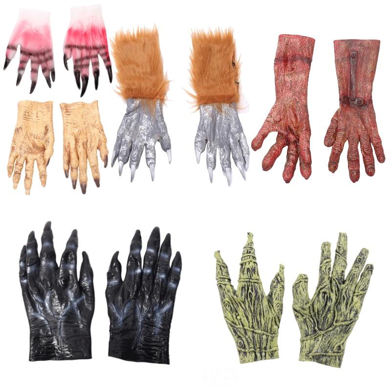 Adult And Kids Halloween Gloves Terrifying Blood Stained Werewolf Gloves