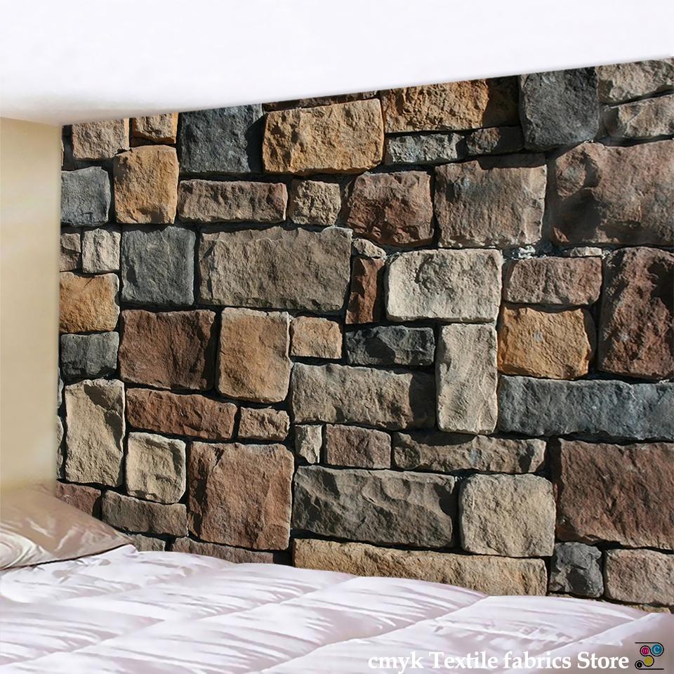 Vintage 3D Stone Bricks Printed Tapestry Wall Hanging Large Size Wall Tapestry Cheap Hippie Boho Wall Tapestries Mandala Fabric