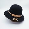 Black And White Contrasting Color Bow Small Fresh Hepburn Black Woolen Basin Hat Women'S Autumn And Winter French Retro Fisherman Top Hat