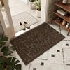 Non-Slip Textured Doormat Durable Absorbent Entryway Floor Mat Neutral Geometric & Leaf Print Rug for Front Door Patio Kitchen
