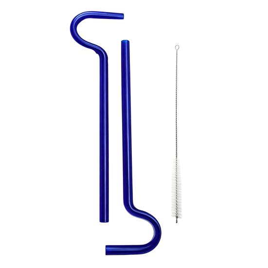 2Pcs Glass Drinking Straws with Anti-Wrinkle Glass Straws Cleaning Brush Reusable Curved Design Protects Lips Eco-Friendly