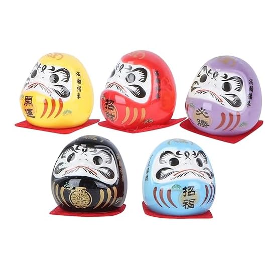 NOELAMOUR Daruma Doll Ornament Mini 5-Piece Set Ceramic Business Prosperity Cute Decoration Car Inte