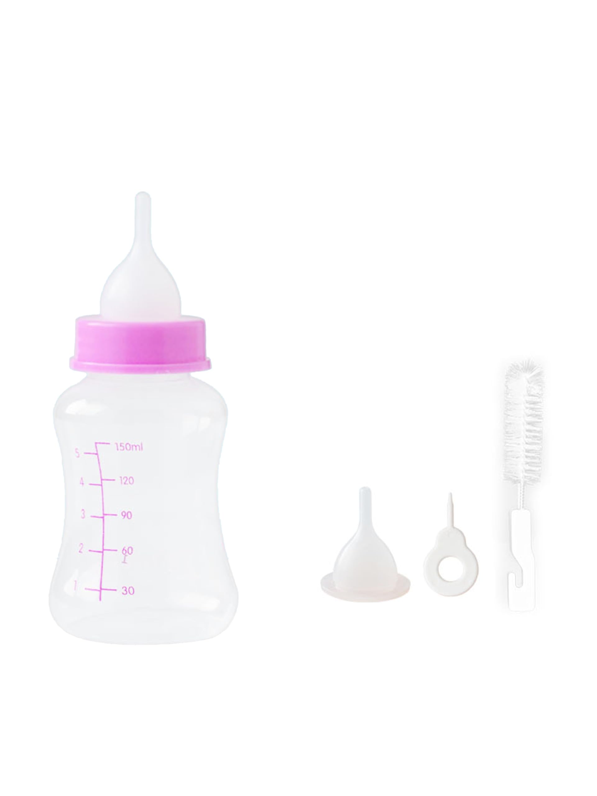 

REYLNXR Kitten Milk Bottle Set, 150ml, with Silicone and PP Nipples, Shock-Resistant, Easy to Clean, and Airtight, for Small Animals (Pink)