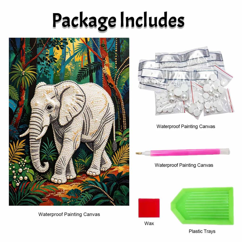 DIY Pearl Art Painting Majestic Elephant Handmade Craft Modern Wall Decor Leisure Relax Activity Nice Gift for Novice Art Practitioners Home