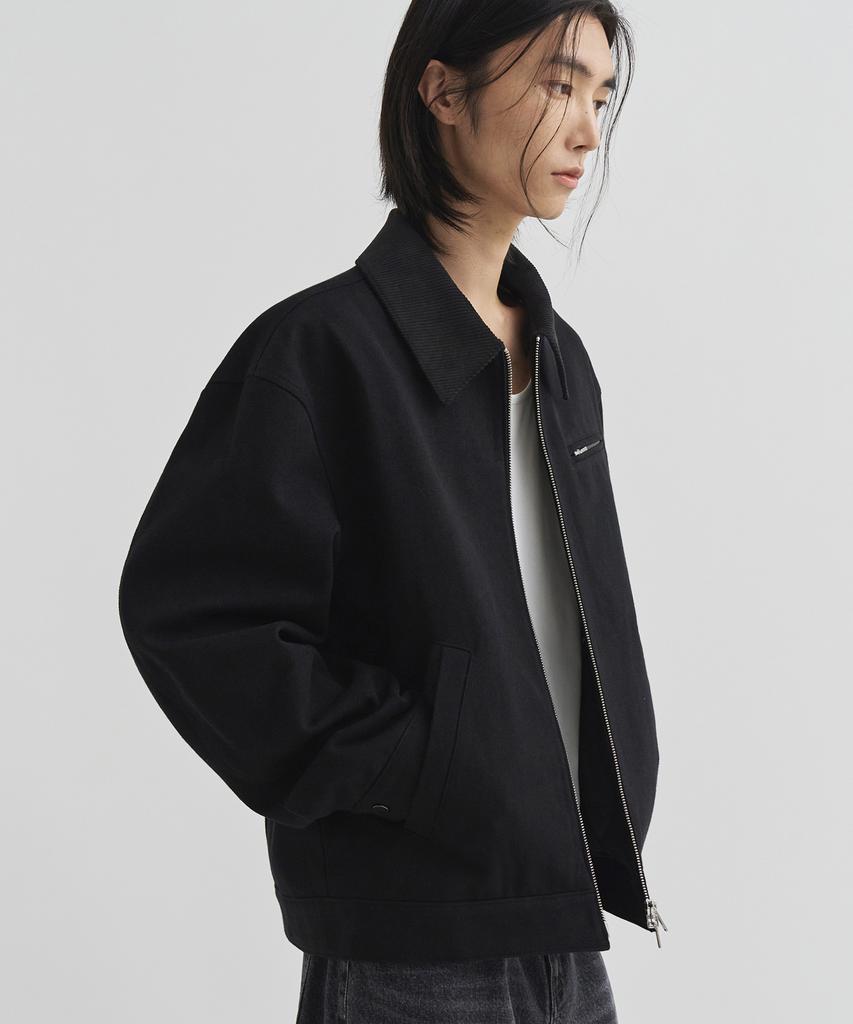 Draw Fit Contrast Work Trucker Jacket [Black]
