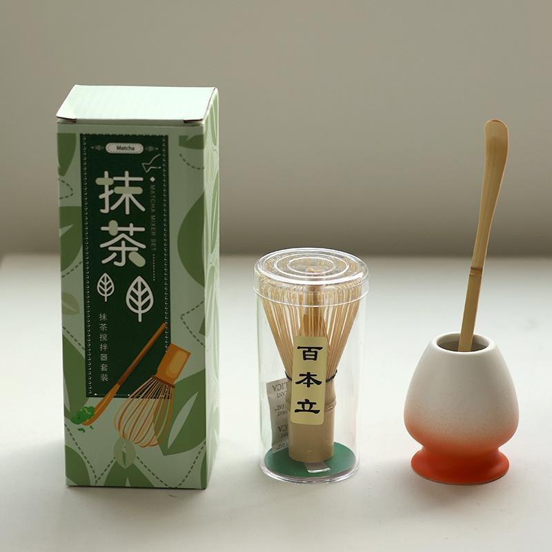 3 Stück Premium Bambus Matcha Schneebesen Set Hundert Zinken Chasen Schöpflöffel Traditionelle Japanische Teezubereitung Haushalts-Matcha-Werkzeuge
