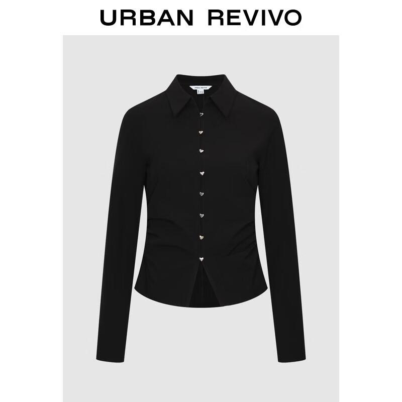 UR2025 Women s Love Heart Button Slim Short Shirt M