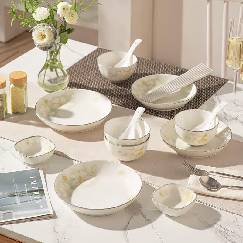 Weidu 18-Piece Pastoral Flower Ceramic Dinnerware Set