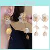 Coppia Pendente Donna Petalo 1 Forma Fiore Lucidato Strass Decorazione Orecchio Placcato Elettroliticamente Orecchio
