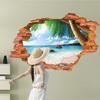 3D Beach Background Creative Removable Wall Sticker Living Room Decoration CDN