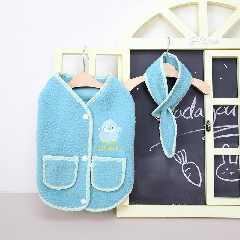 

Одежда для домашних животных Бархатная одежда для собак Осенняя и зимняя одежда для плюшевых кошек Милый шарф Зимний бархатный шарф Мультяшный флис S