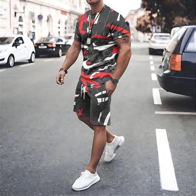 Tuta estiva da uomo, abbigliamento oversize, nuova moda, set da 2 pezzi, stile retrò da spiaggia, magliette stampate in 3D, completo da uomo, maglietta, pantaloncini