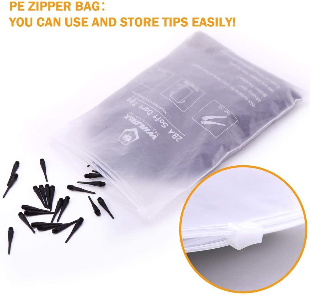 Win.max Professional Plastic Tip Dart Points 500 Pack in Black with 2BA Plastic Thread Replacement Accessories Set